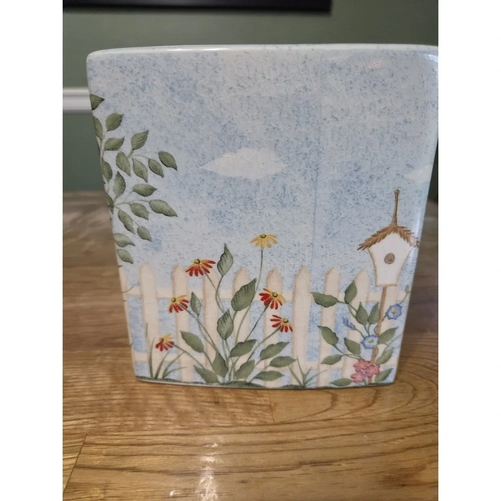 Birdhouse Garden Tissue Kleenex Box Cover Handpainted Donna Dewberry Bathroom